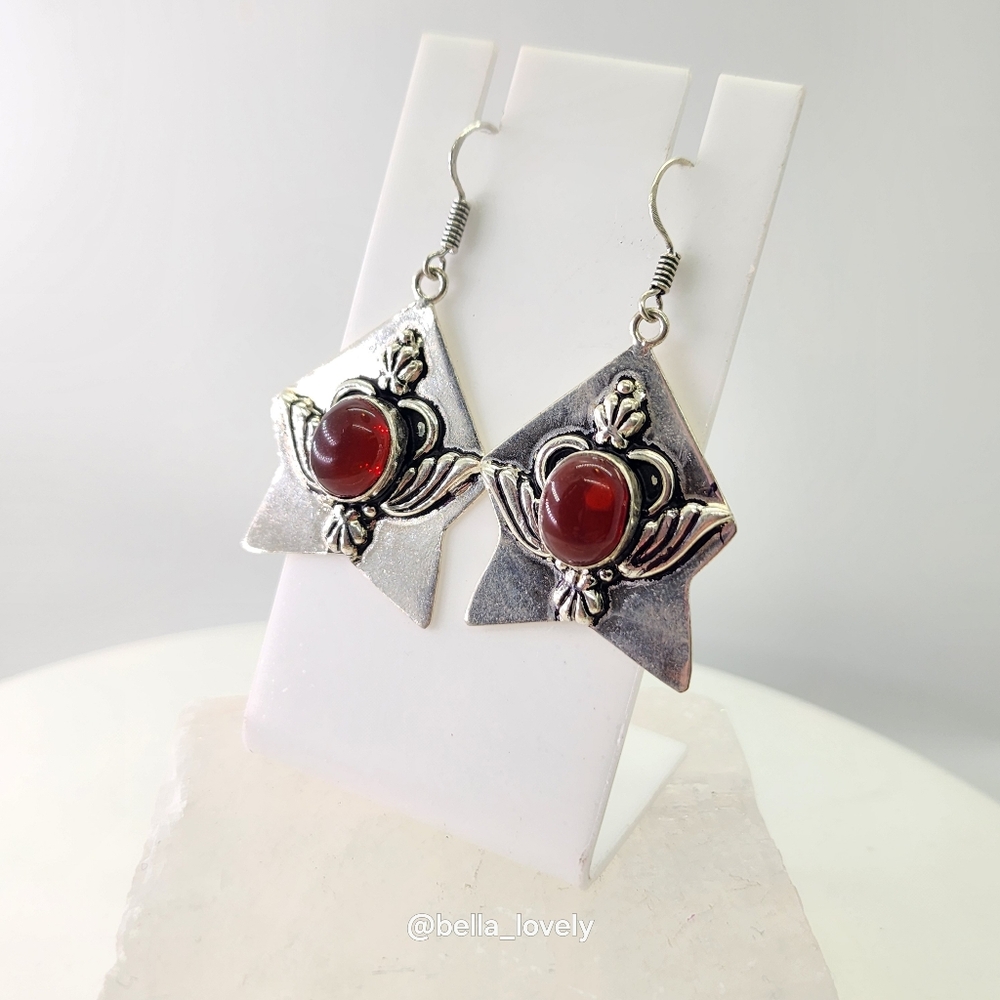 Carnelian Handmade Drop Dangle Earrings Jewelry 2.15"